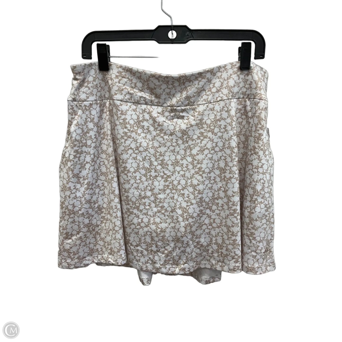 Athletic Skort By Adidas In Tan & White, Size: L