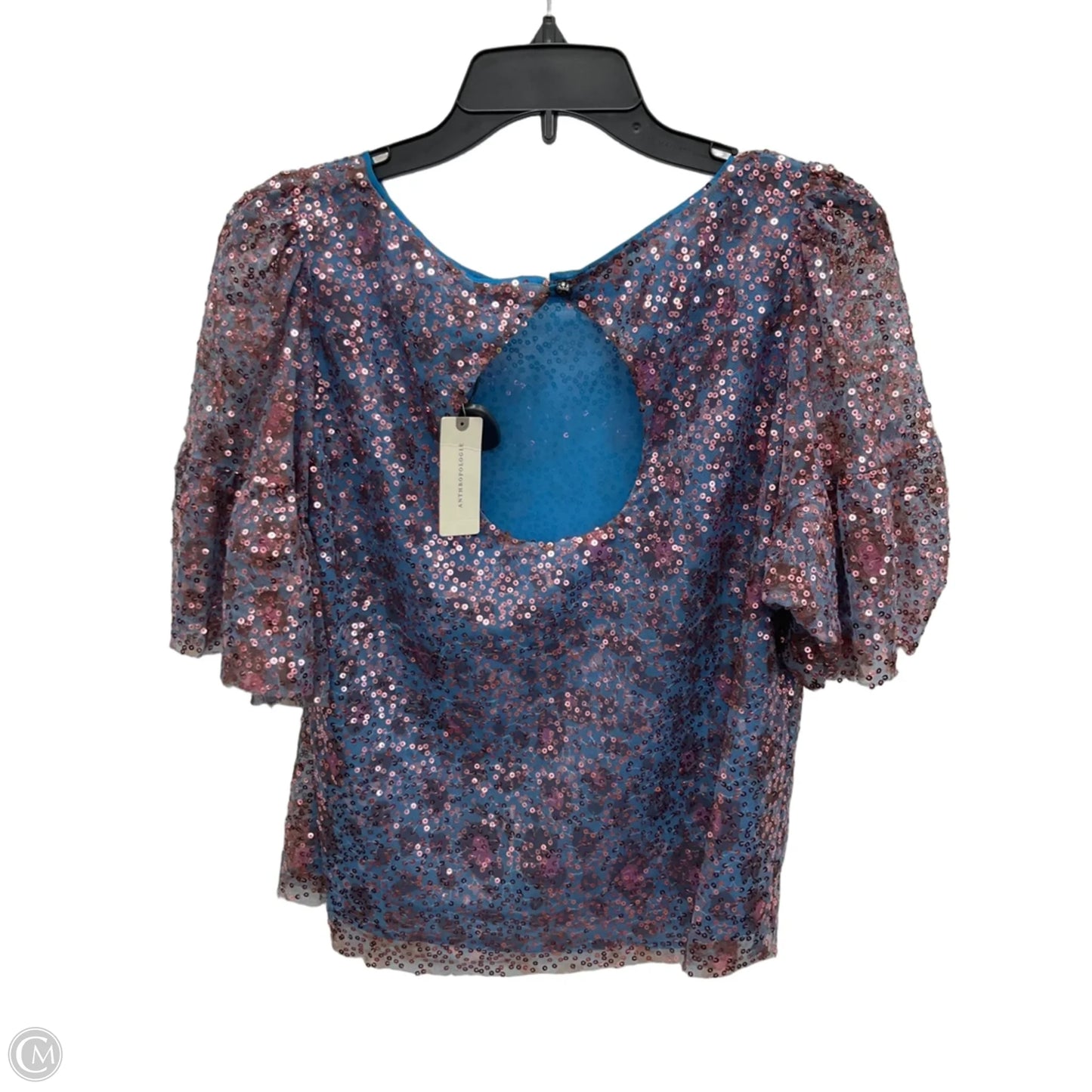 Top Short Sleeve By Maeve In Blue & Pink, Size: S
