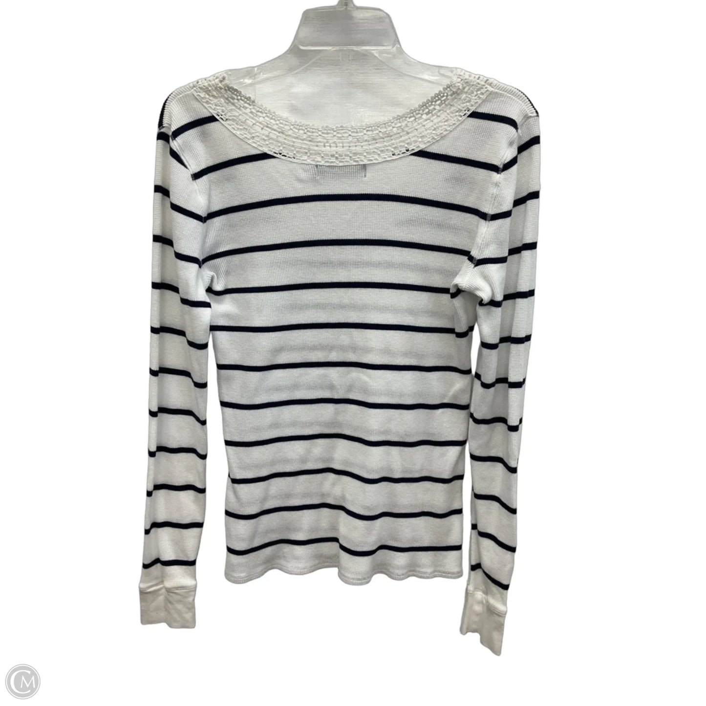 Top Long Sleeve By Lauren By Ralph Lauren In Blue & White, Size: L