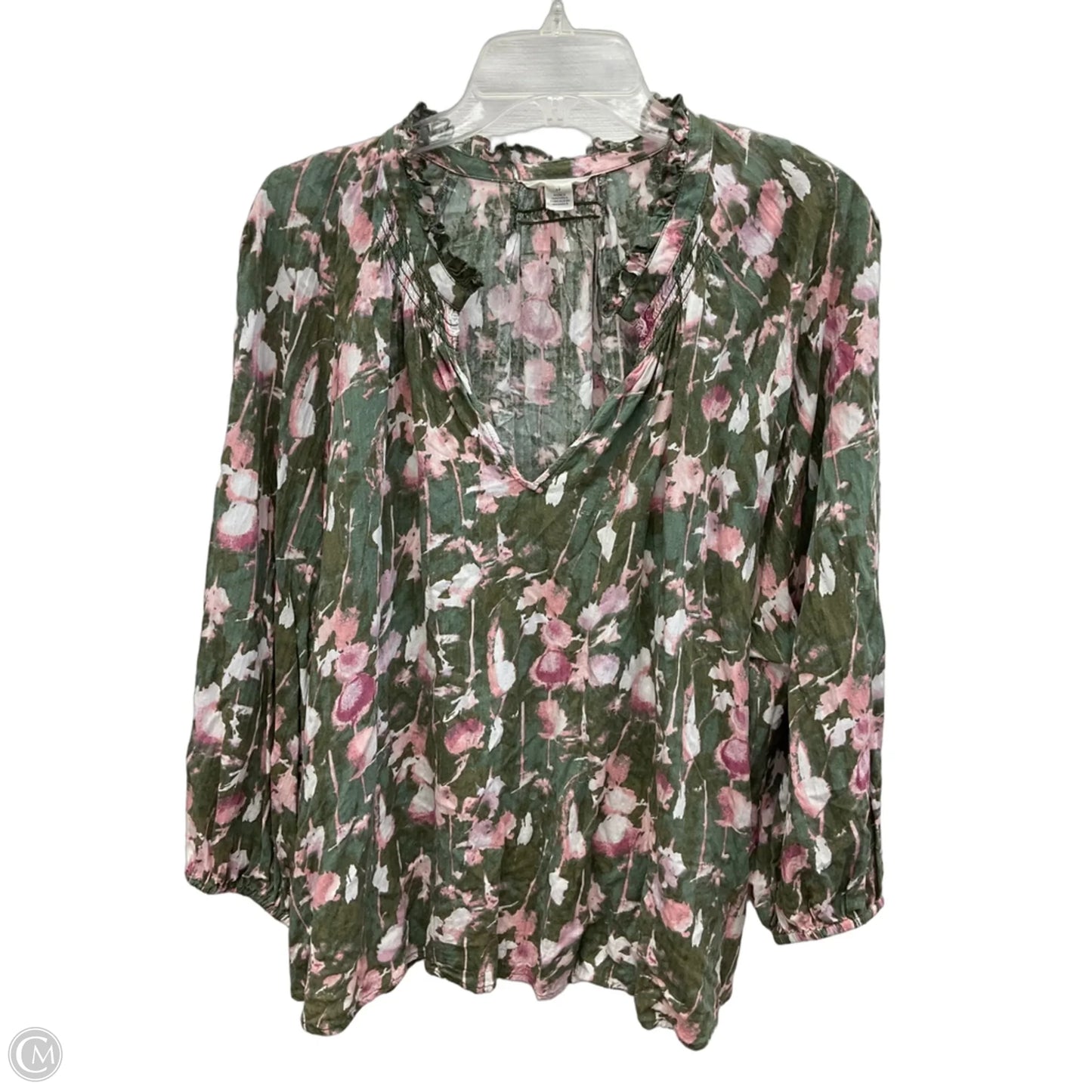 Top Long Sleeve By Caslon In Green & Pink, Size: 2x