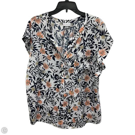 Top Short Sleeve By Liz Claiborne In Blue & White, Size: 1x