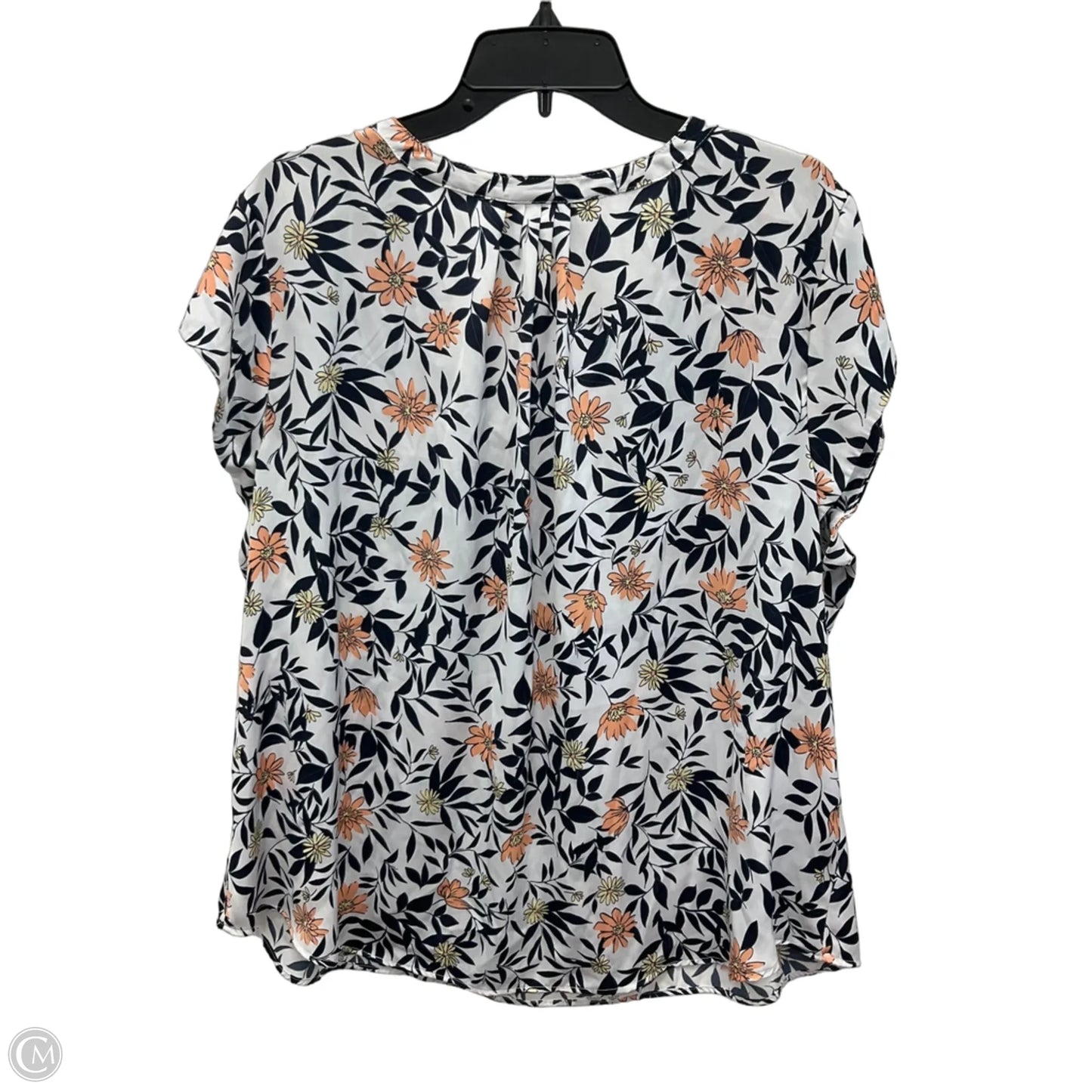 Top Short Sleeve By Liz Claiborne In Blue & White, Size: 1x
