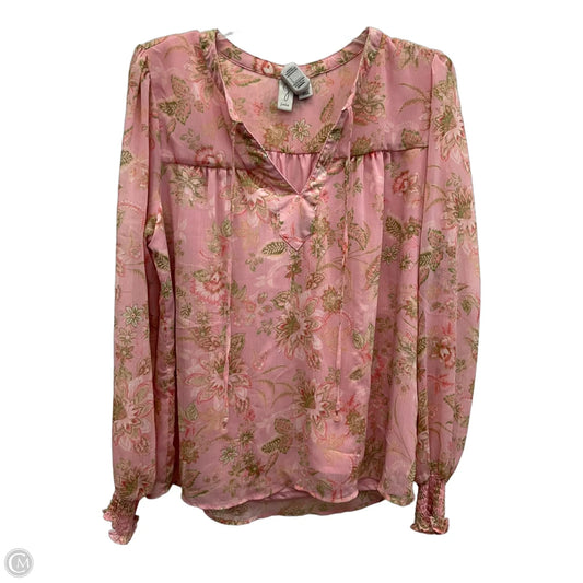 Top Long Sleeve By Joie In Green & Pink, Size: L