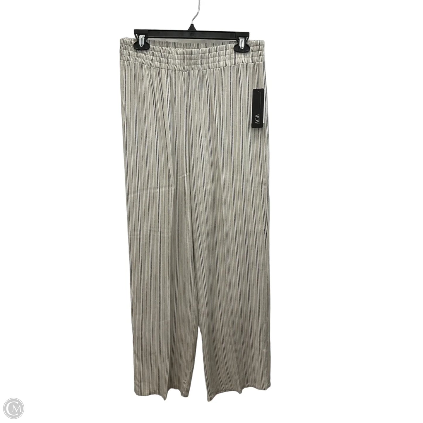Pants Wide Leg By Agb In Tan & White, Size: S