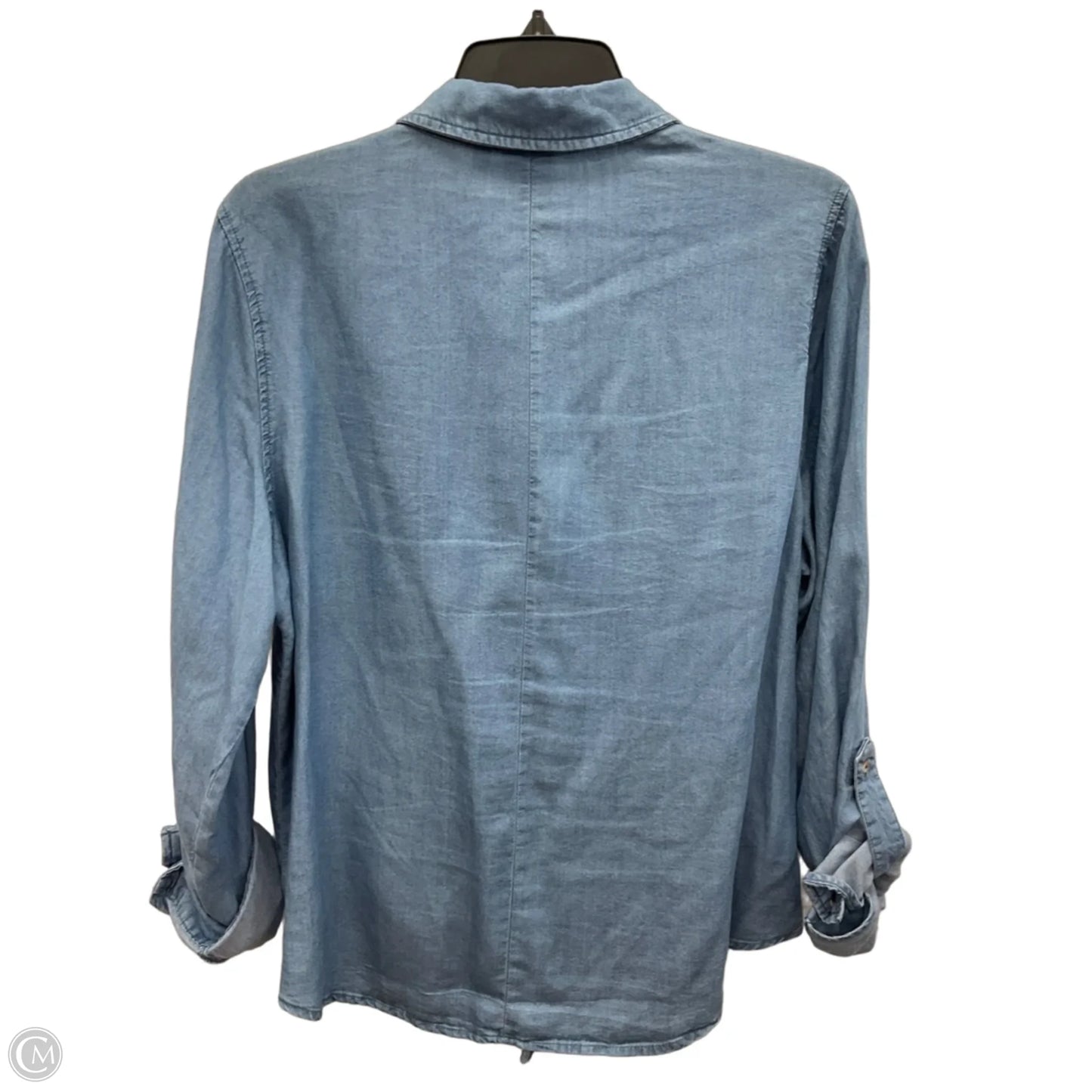 Blouse Long Sleeve By Sharagano In Blue Denim, Size: L