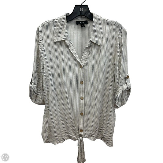 Top Short Sleeve By Agb In Tan & White, Size: M