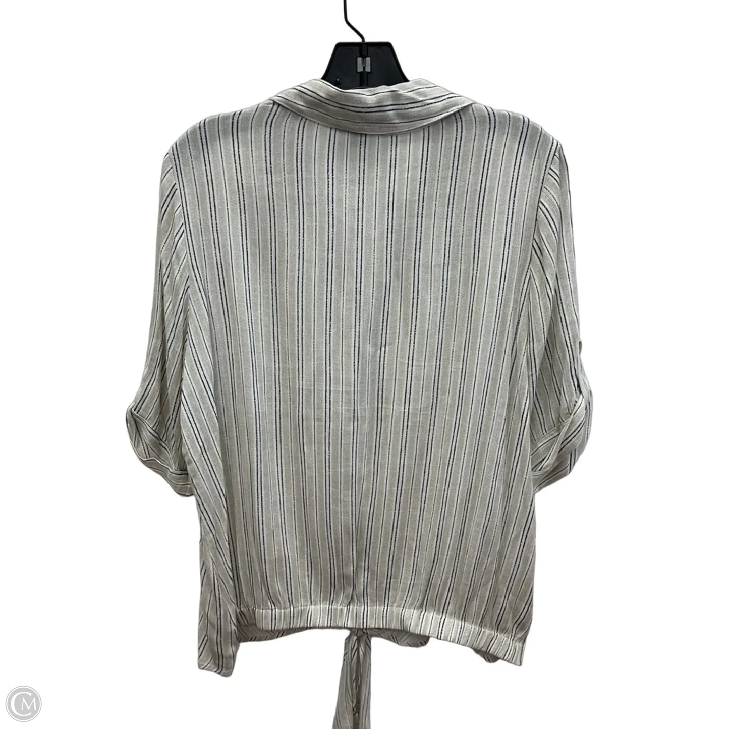Top Short Sleeve By Agb In Tan & White, Size: M