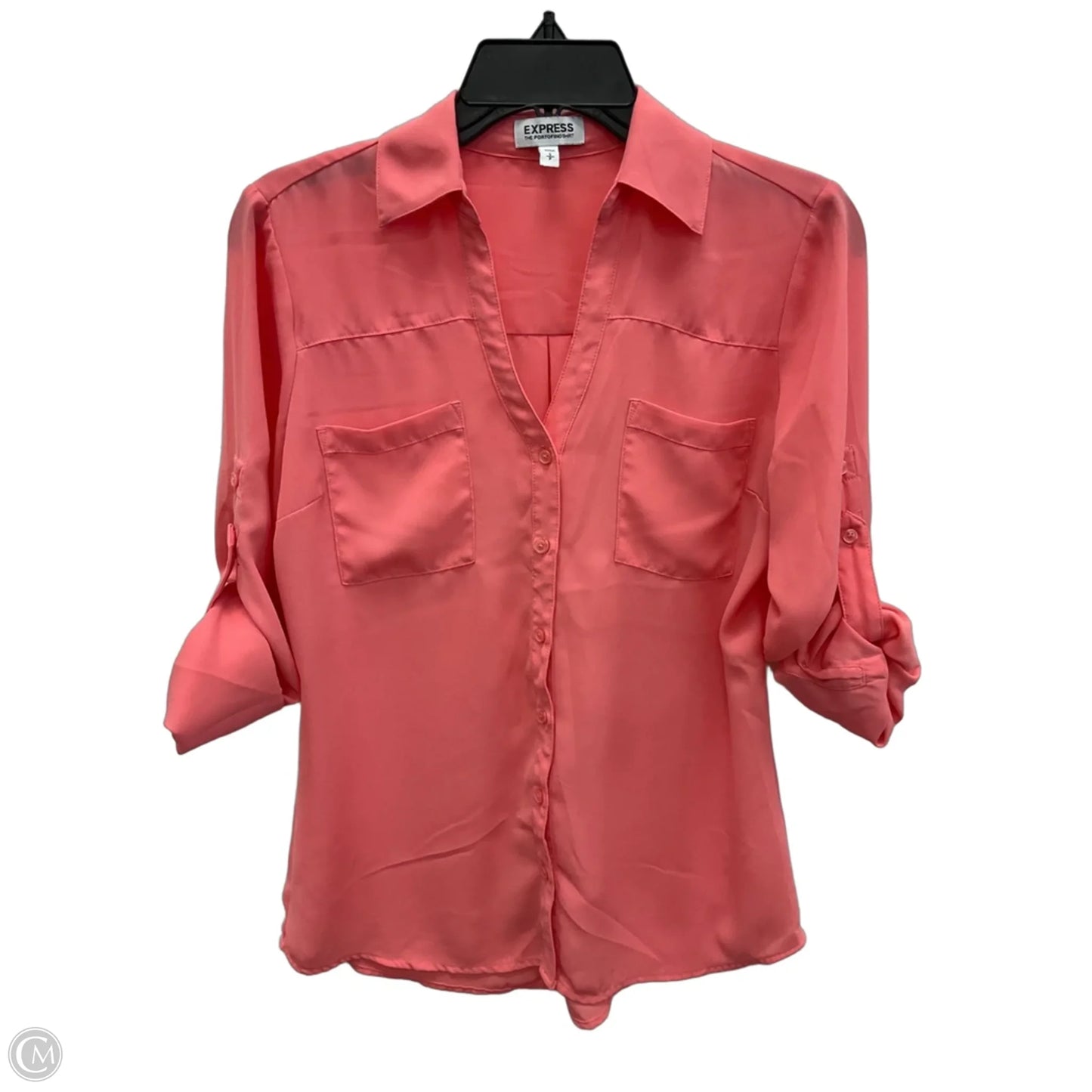 Blouse Long Sleeve By Express In Pink, Size: Sp