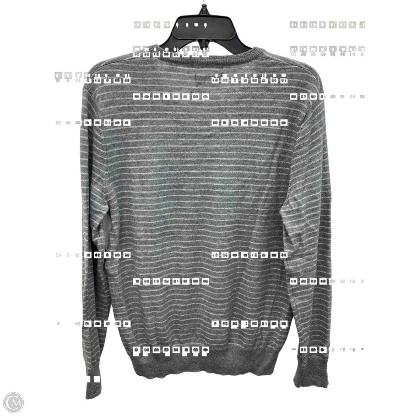 Top Long Sleeve By Calvin Klein In Grey & White, Size: M