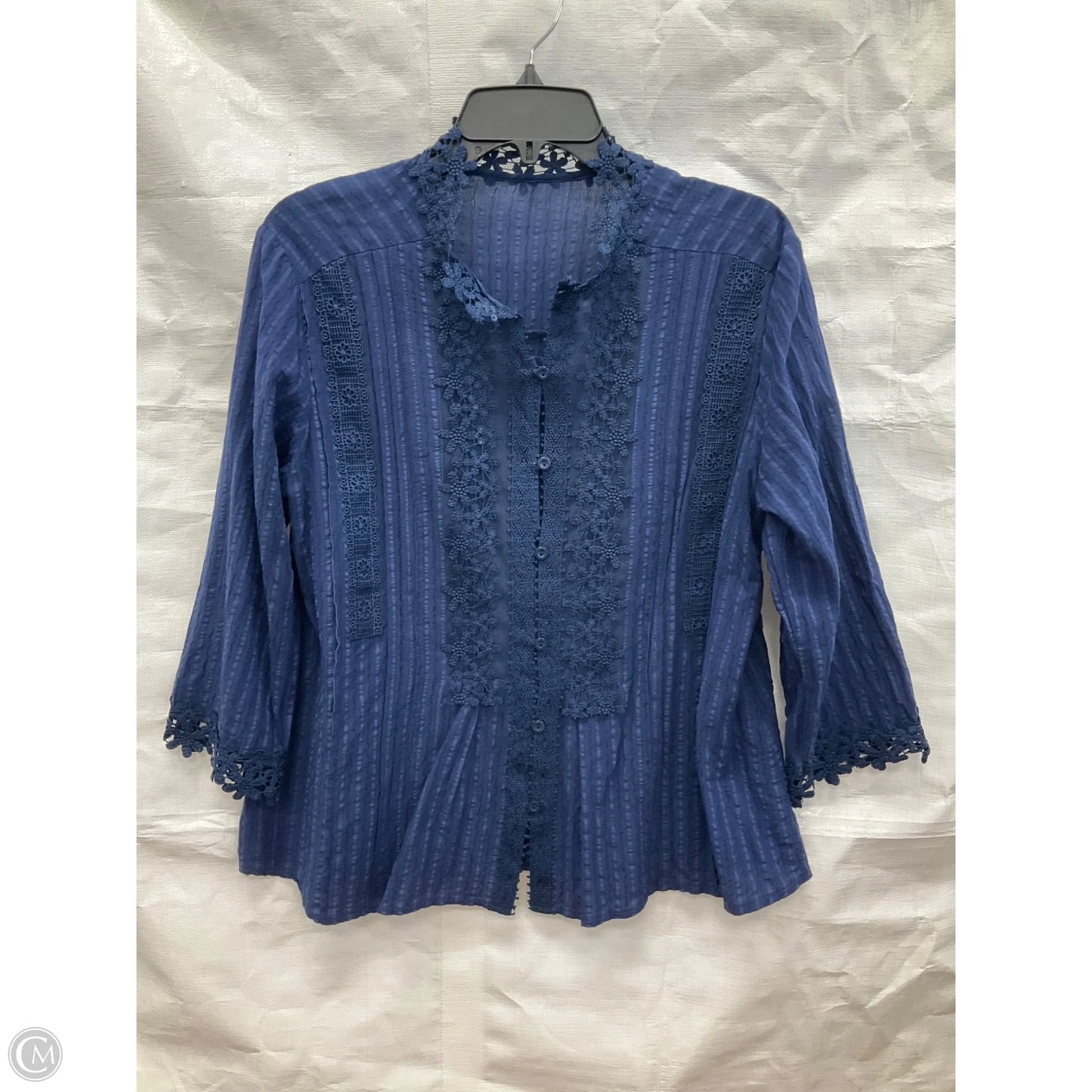 Top Long Sleeve By Cmf In Blue, Size: M