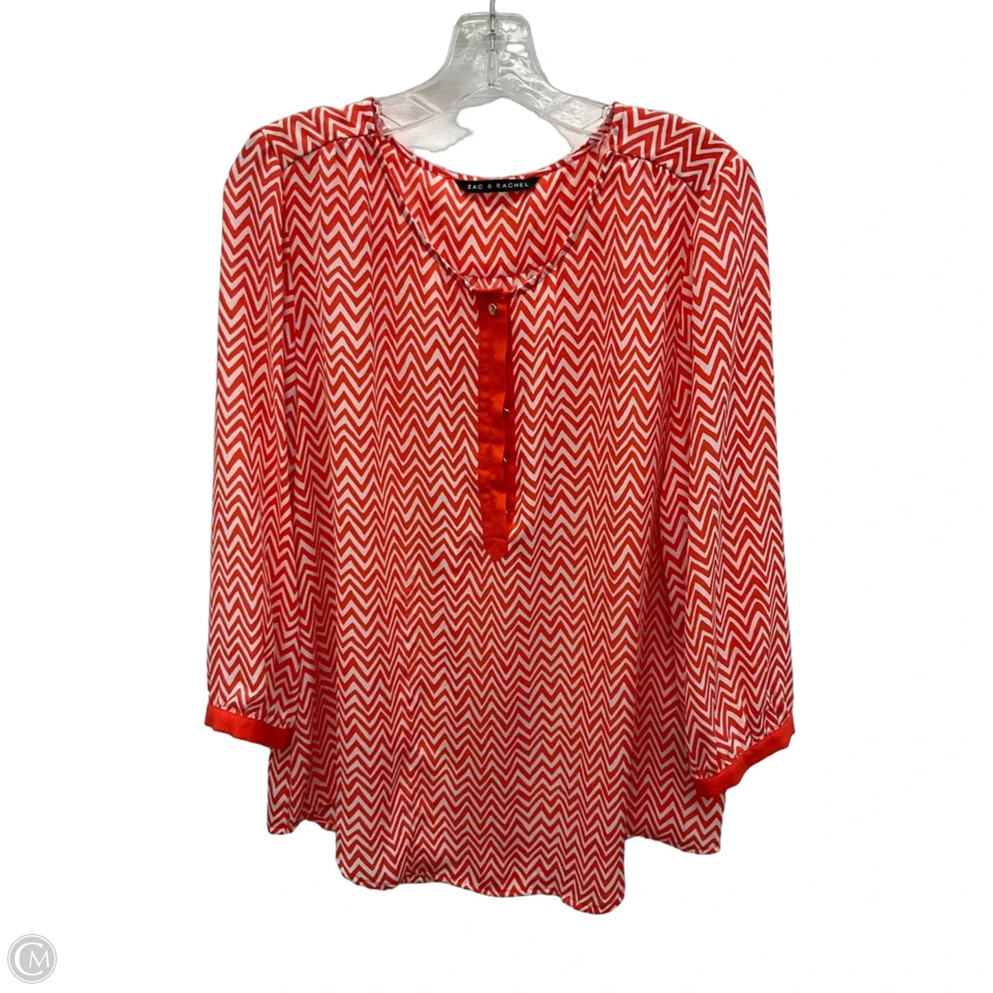 Top 3/4 Sleeve By Zac And Rachel In Red & White, Size: L