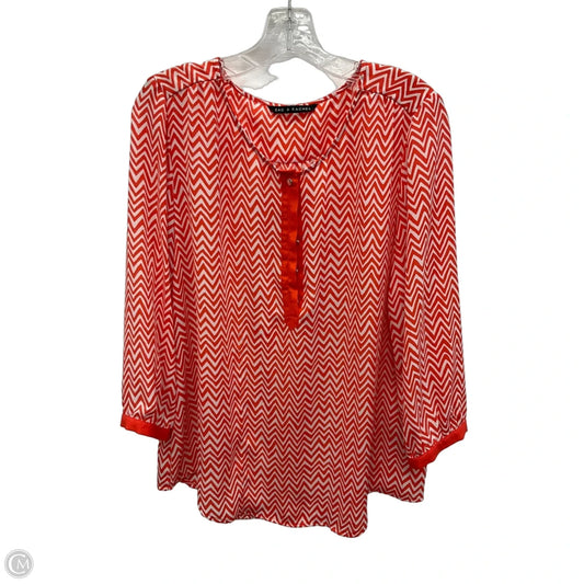 Top 3/4 Sleeve By Zac And Rachel In Red & White, Size: L