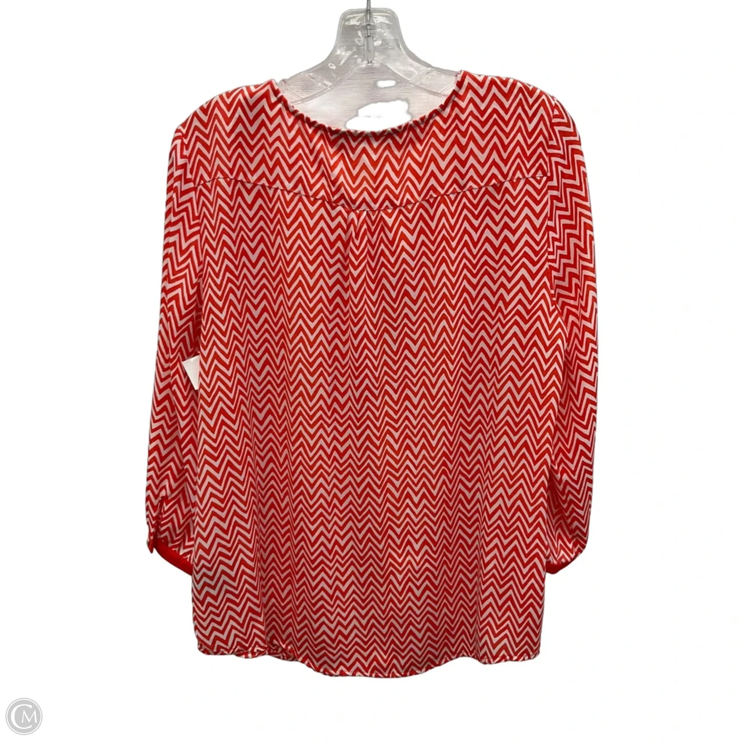 Top 3/4 Sleeve By Zac And Rachel In Red & White, Size: L
