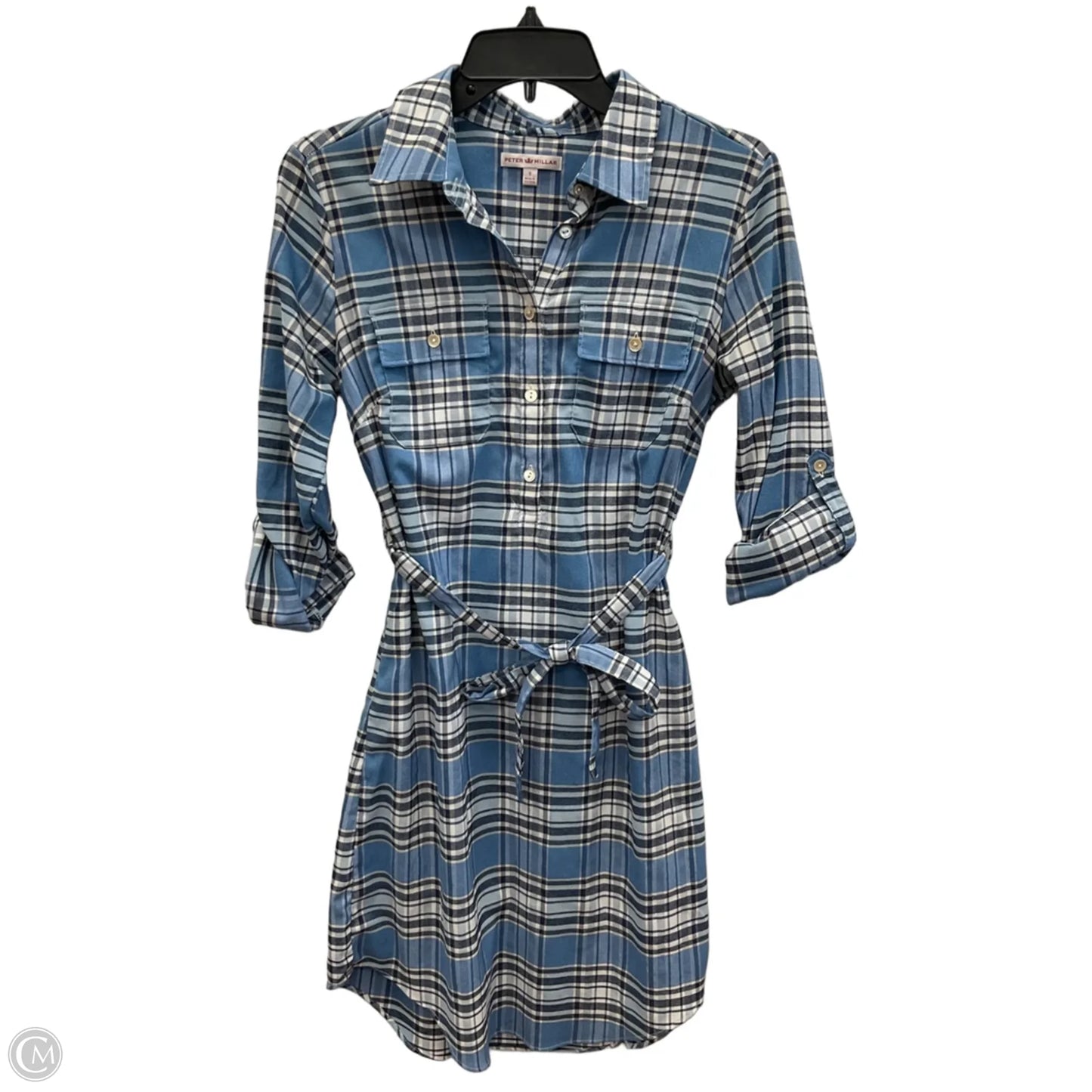 Dress Casual Midi By Peter Millar In Blue & White, Size: S