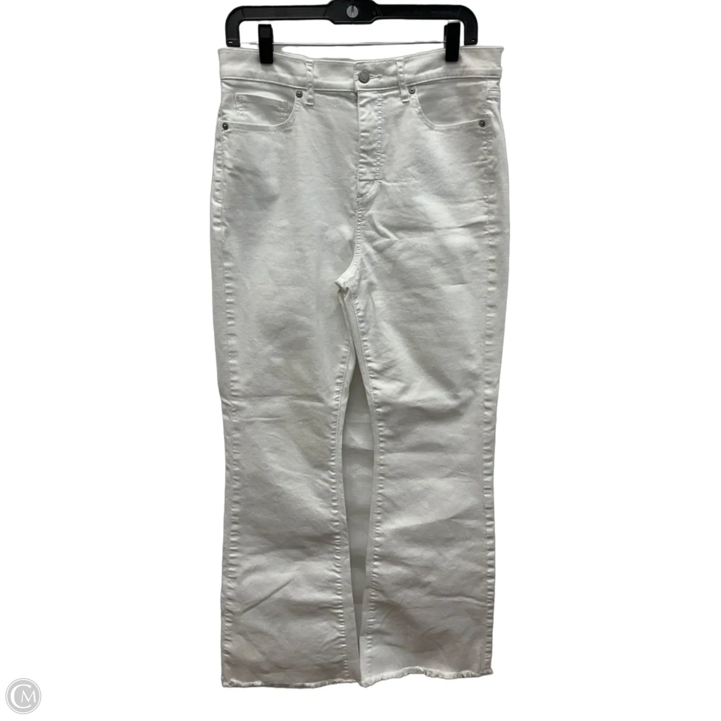 Jeans Flared By Loft In White Denim, Size: 8