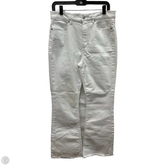 Jeans Flared By Loft In White Denim, Size: 8