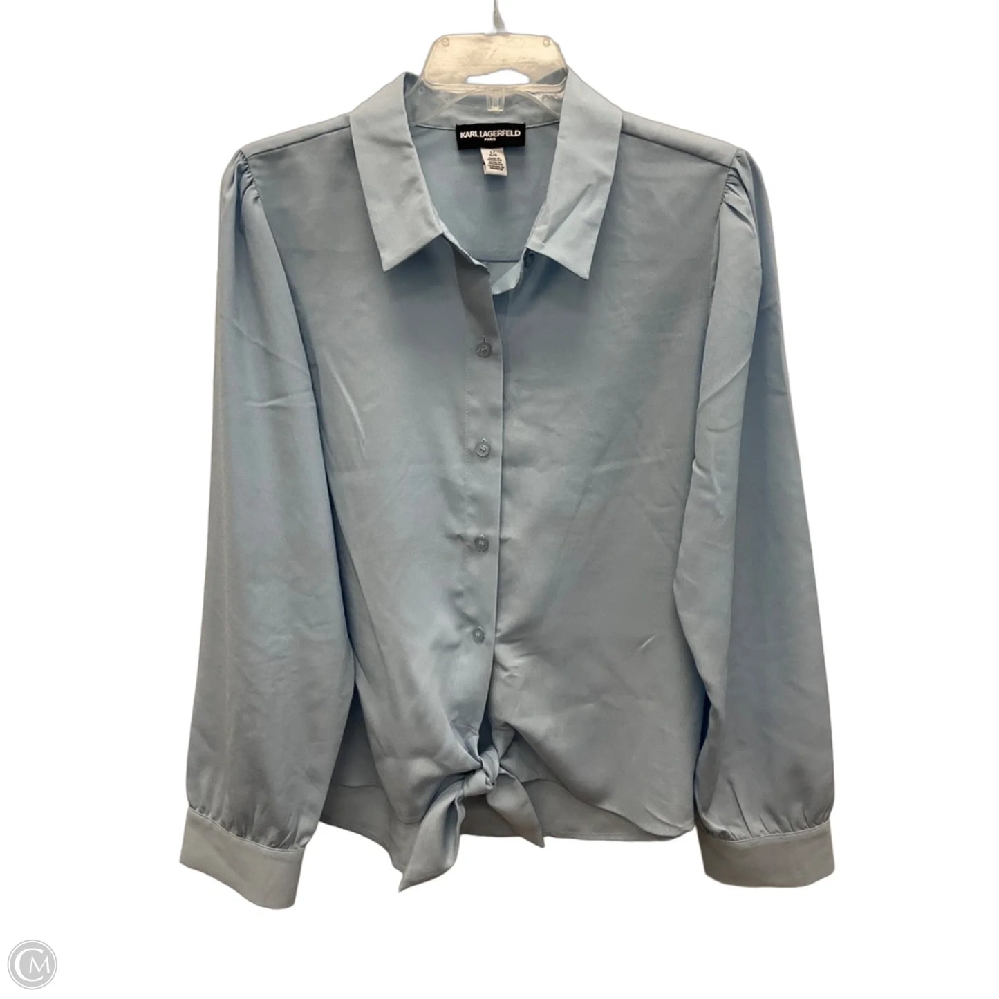 Blouse Designer By Karl Lagerfeld In Blue, Size: L