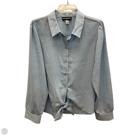 Blouse Designer By Karl Lagerfeld In Blue, Size: L