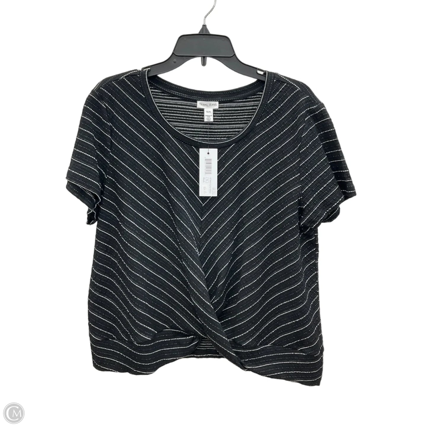 Top Short Sleeve By Tribal In Black & White, Size: Xl