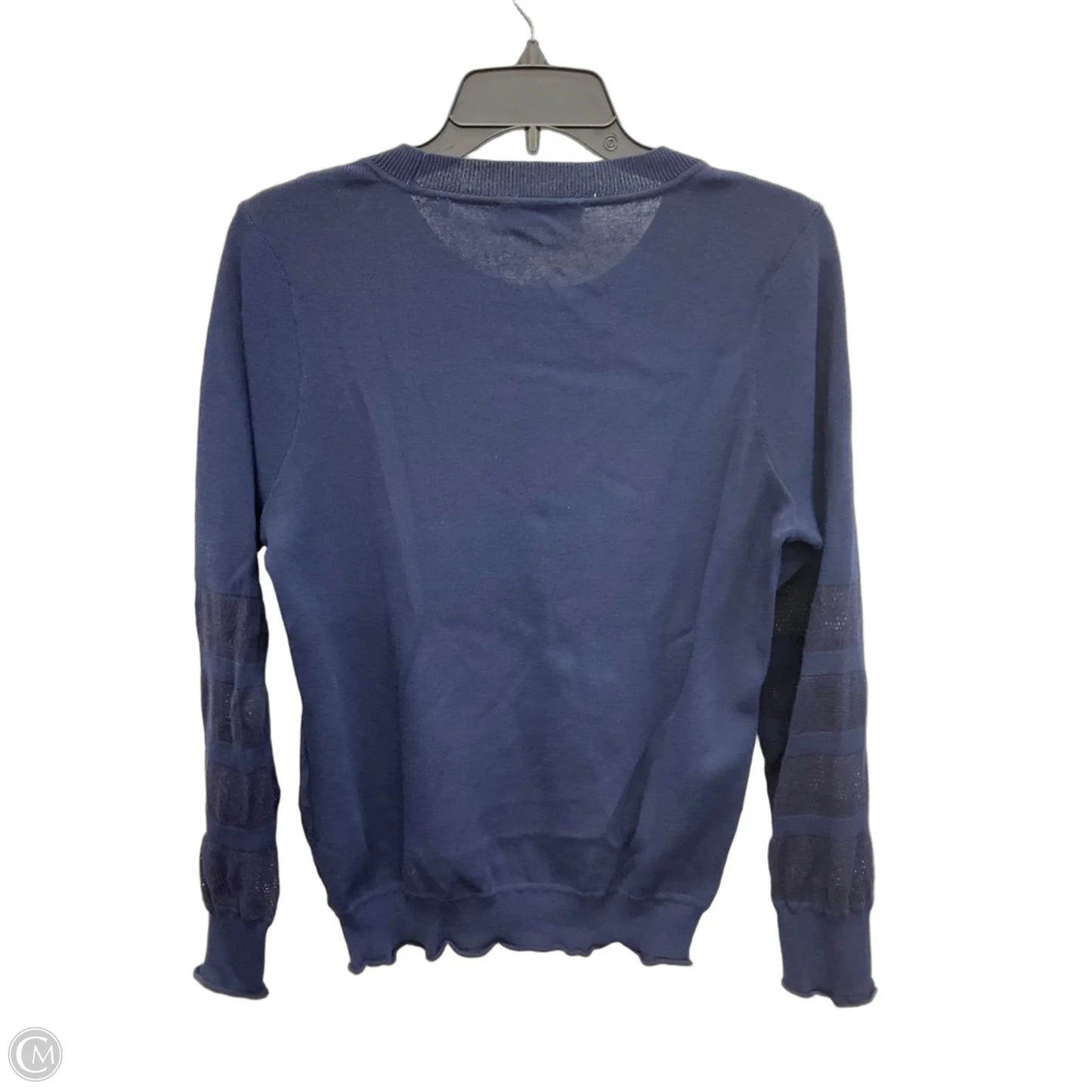 Top Long Sleeve Designer By Sandro In Black & Blue, Size: S