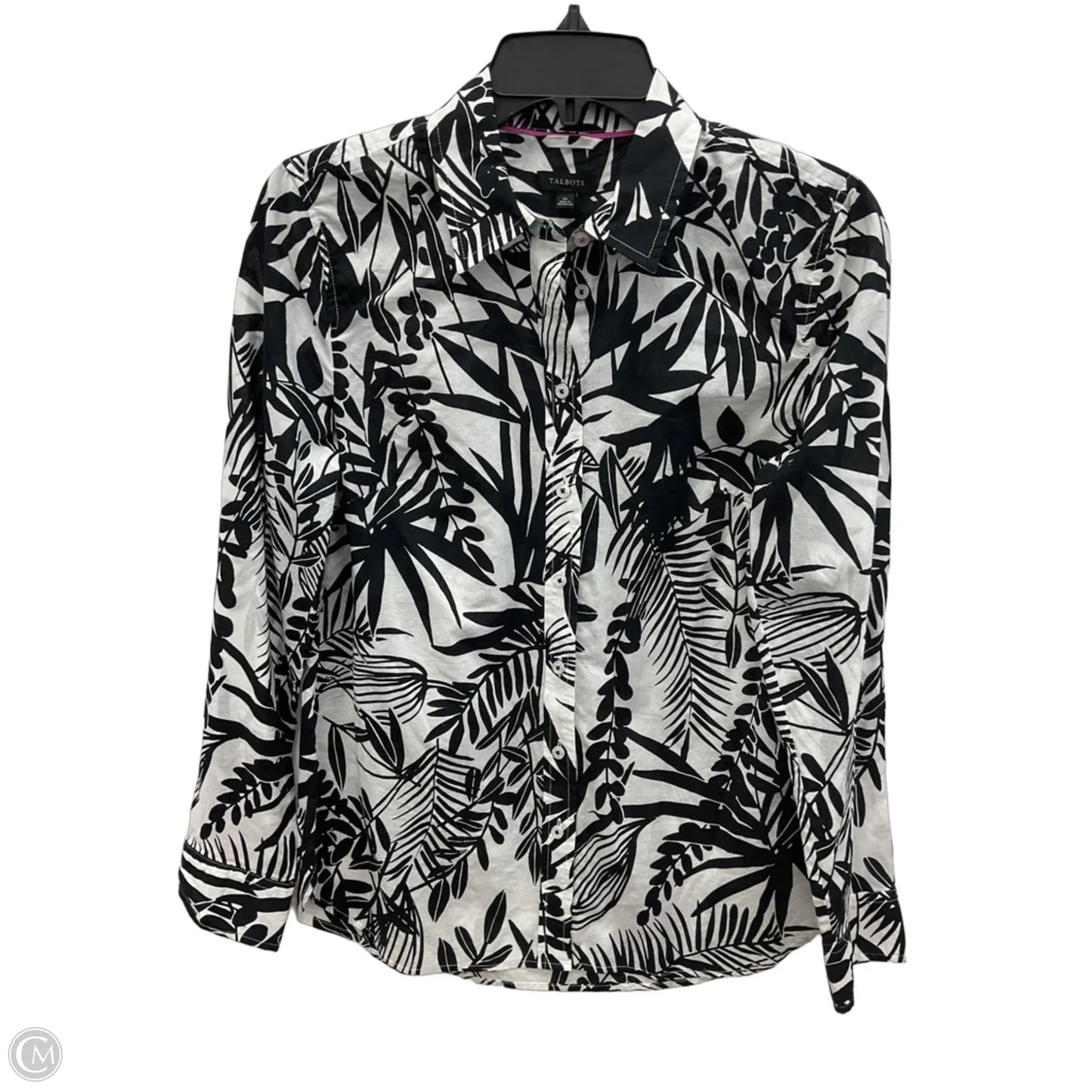 Blouse Long Sleeve By Talbots In Black & White, Size: Xs