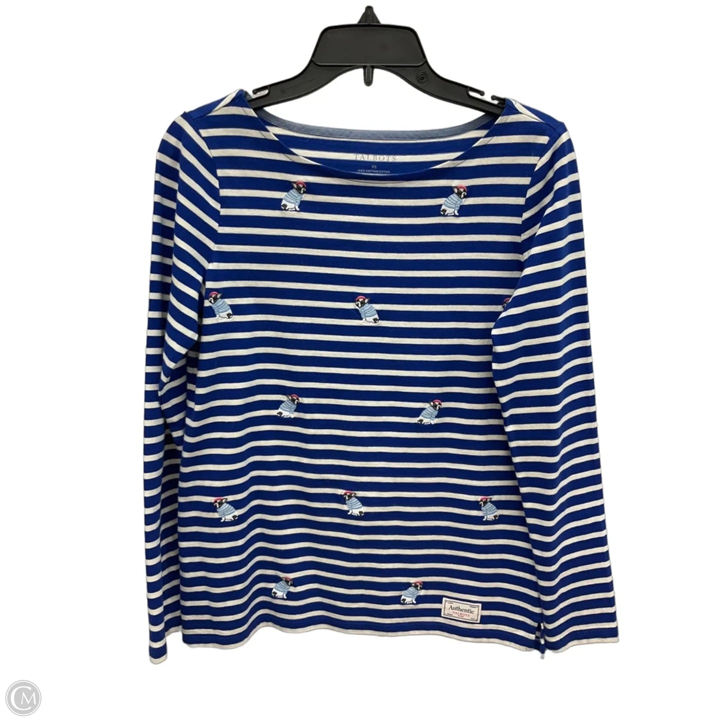 Top Long Sleeve By Talbots In Blue & White, Size: Xs