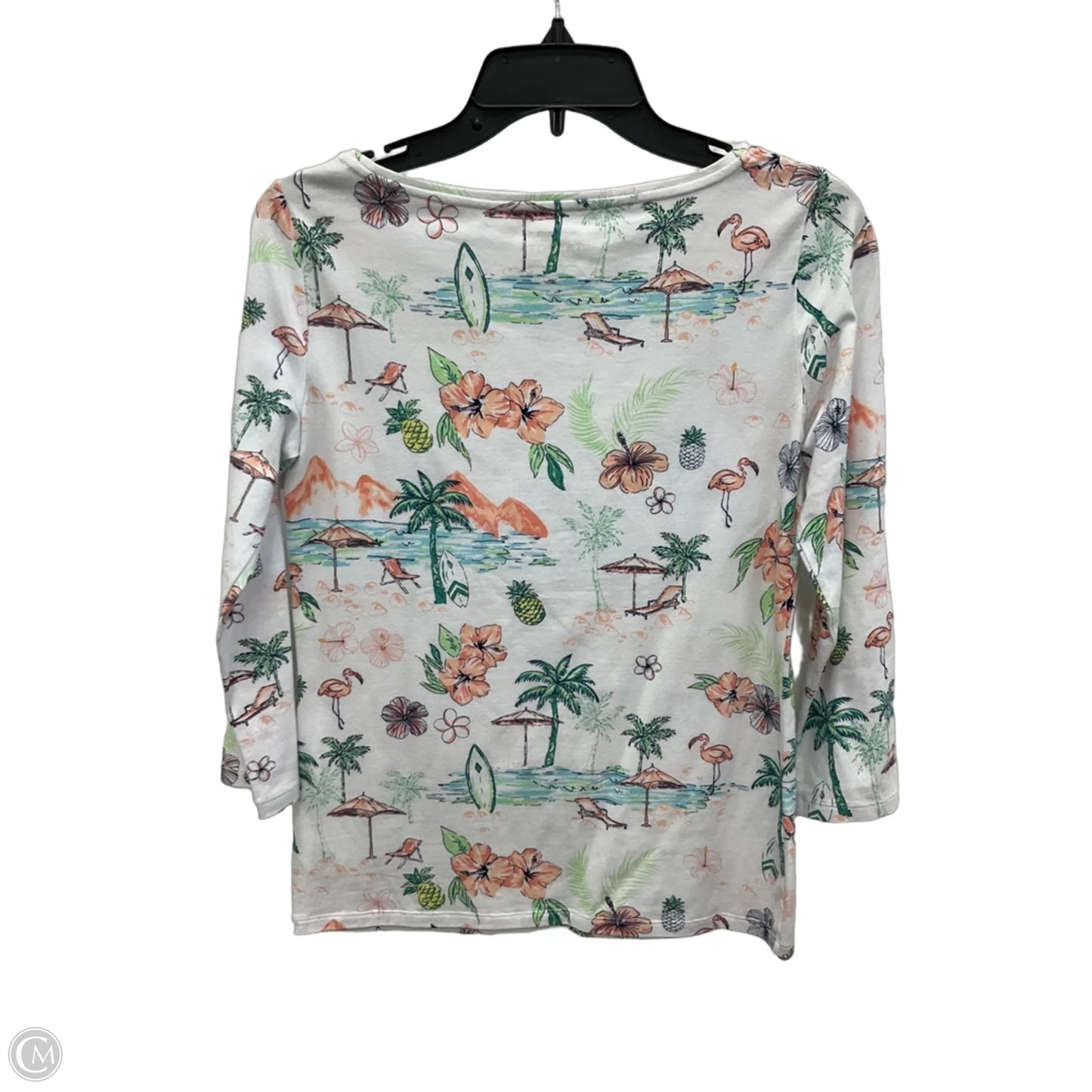 Top Long Sleeve By Talbots In Green & White, Size: Xs