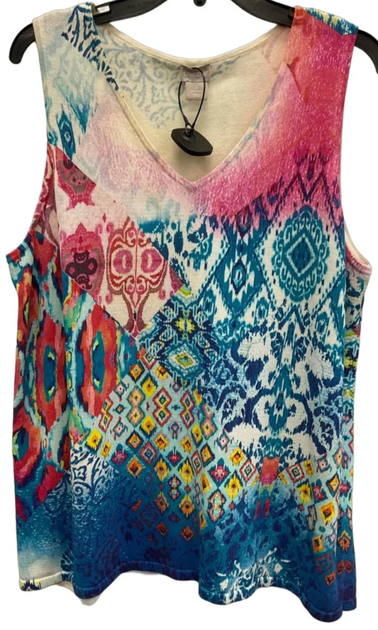 Top Sleeveless By Chicos In Multi-colored, Size: Xl