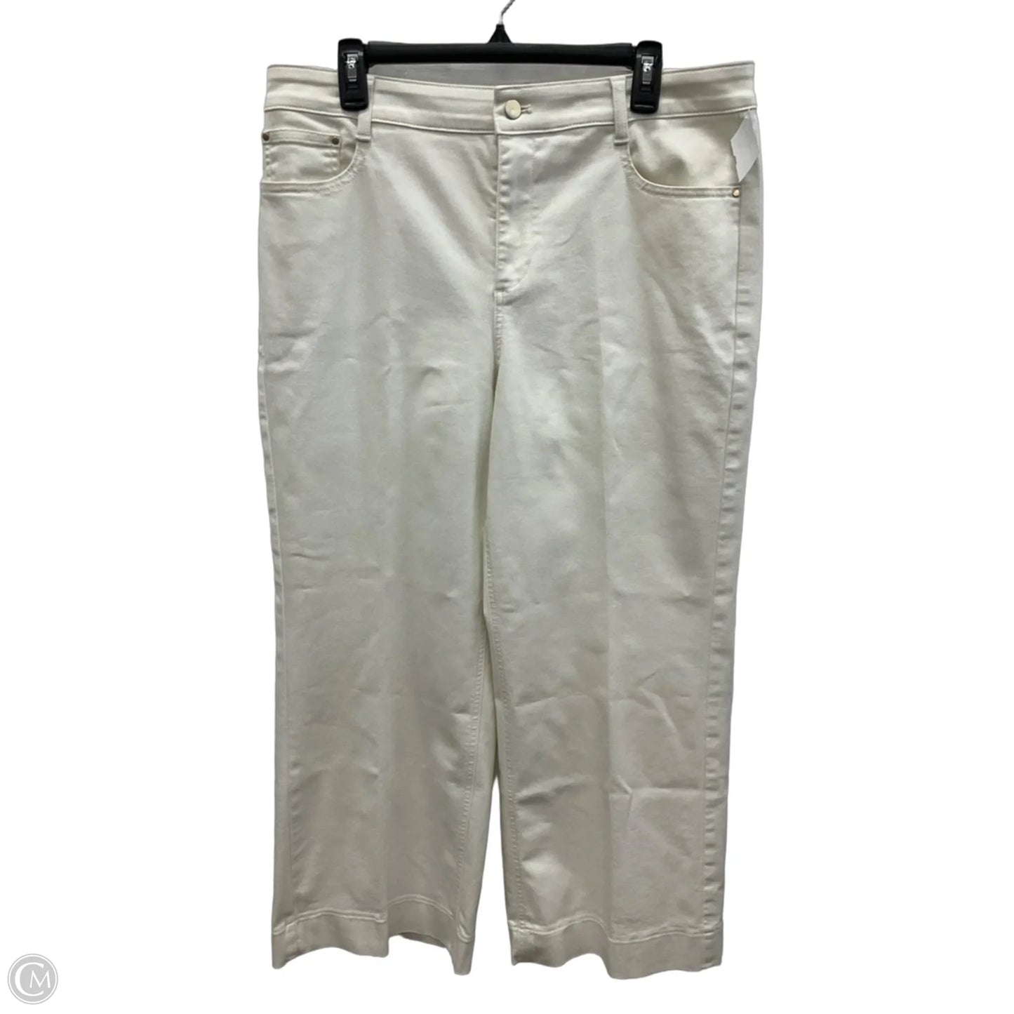 Jeans Wide Leg By Talbots In White Denim, Size: 14p