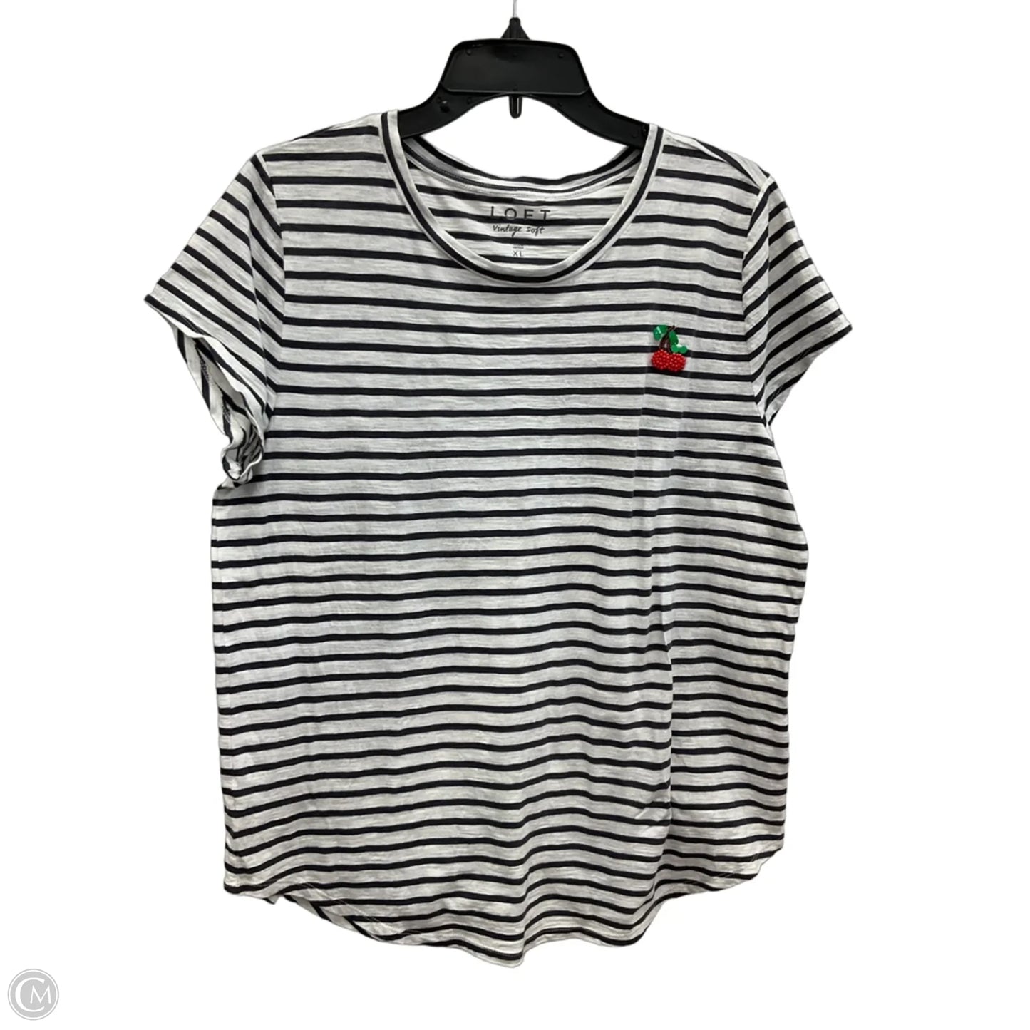 Top Short Sleeve By Loft In Black Denim, Size: Xl