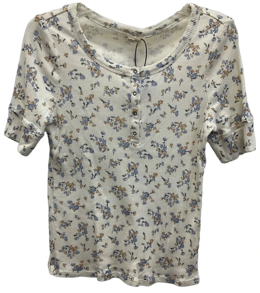 Top Short Sleeve By Lucky Brand In Blue & White, Size: M