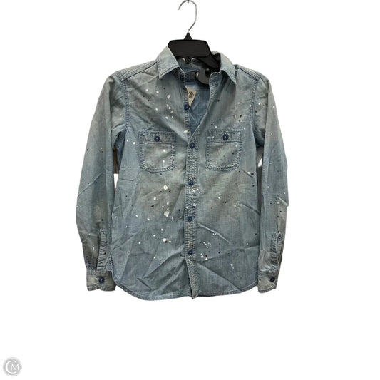 Blouse Long Sleeve By Denimist In Blue Denim, Size: Xs