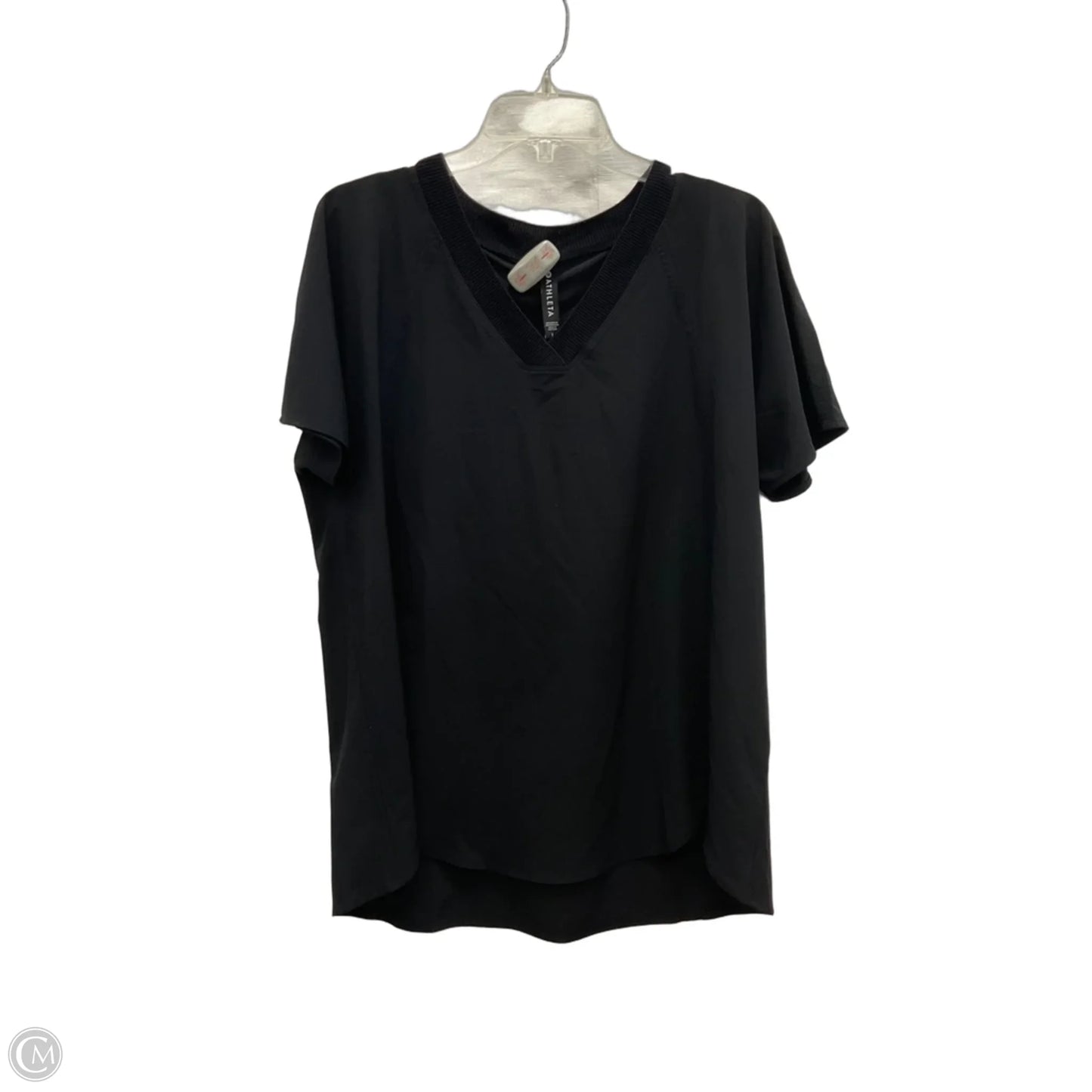 Athletic Top Short Sleeve By Athleta In Black, Size: L