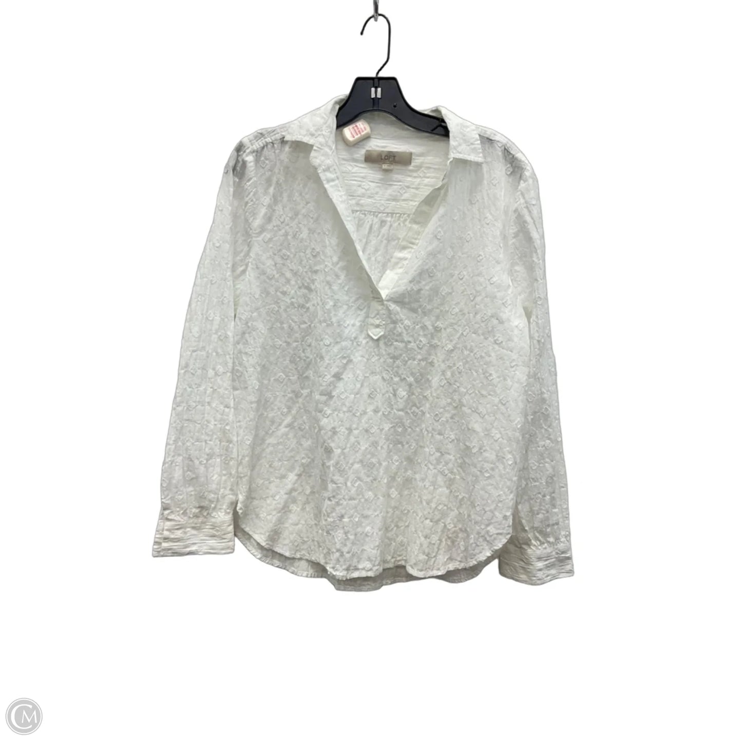 Top Long Sleeve By Loft In White, Size: M