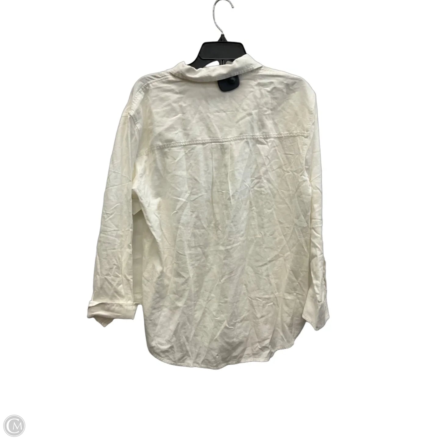 Blouse Long Sleeve By Banana Republic In White, Size: L