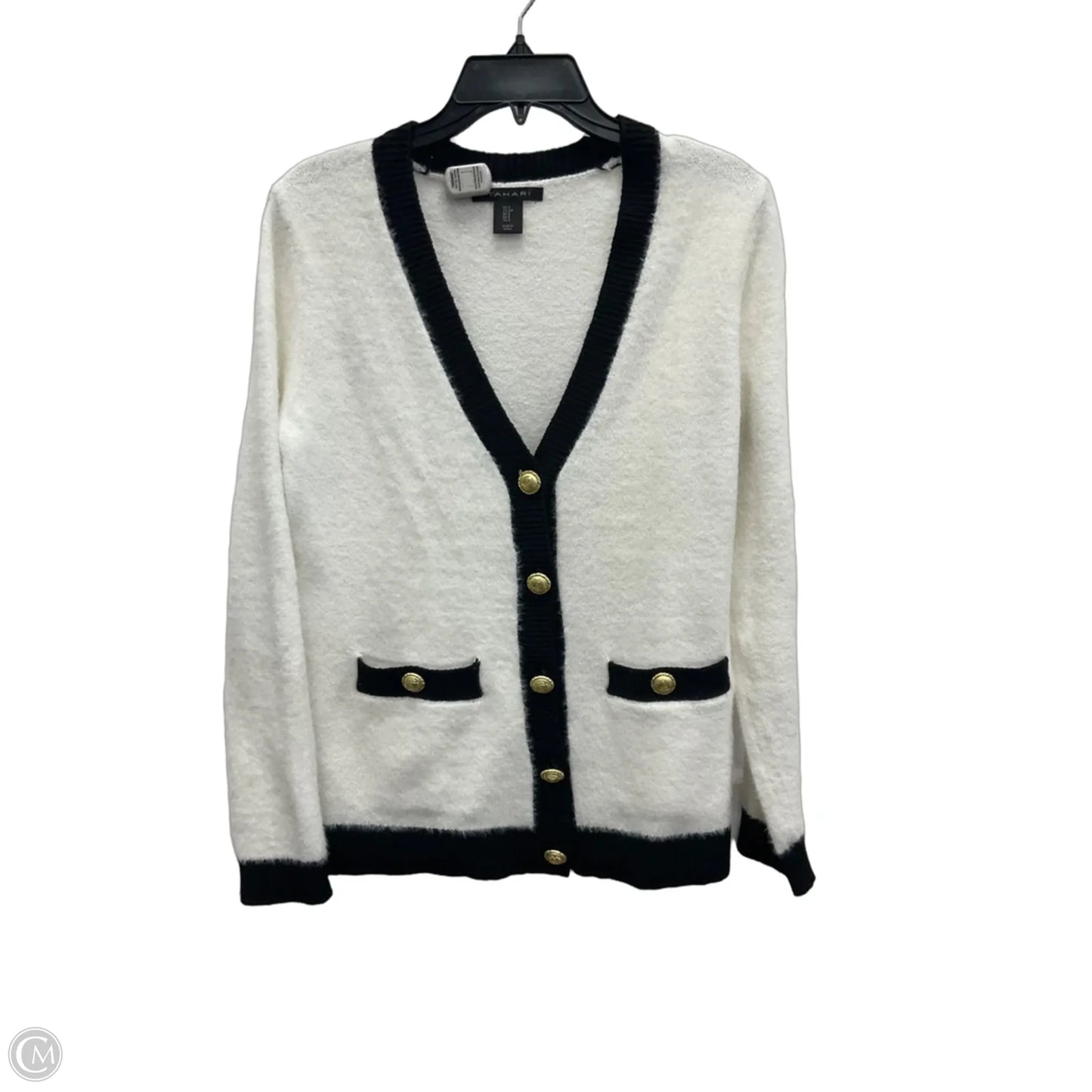 Cardigan By Tahari In Black & White, Size: S