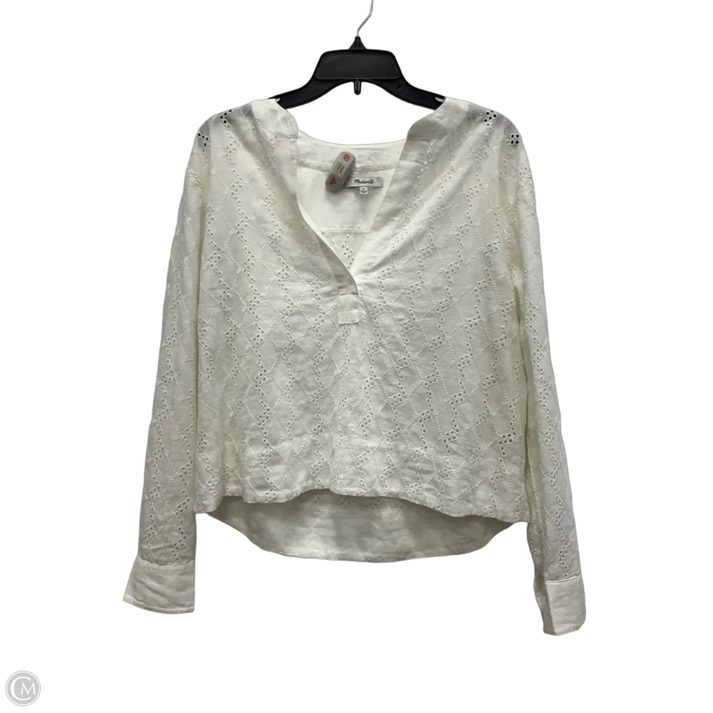 Top Long Sleeve By Madewell In White, Size: S