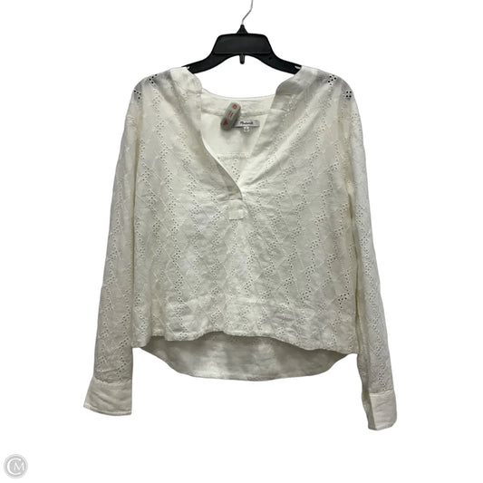 Top Long Sleeve By Madewell In White, Size: S