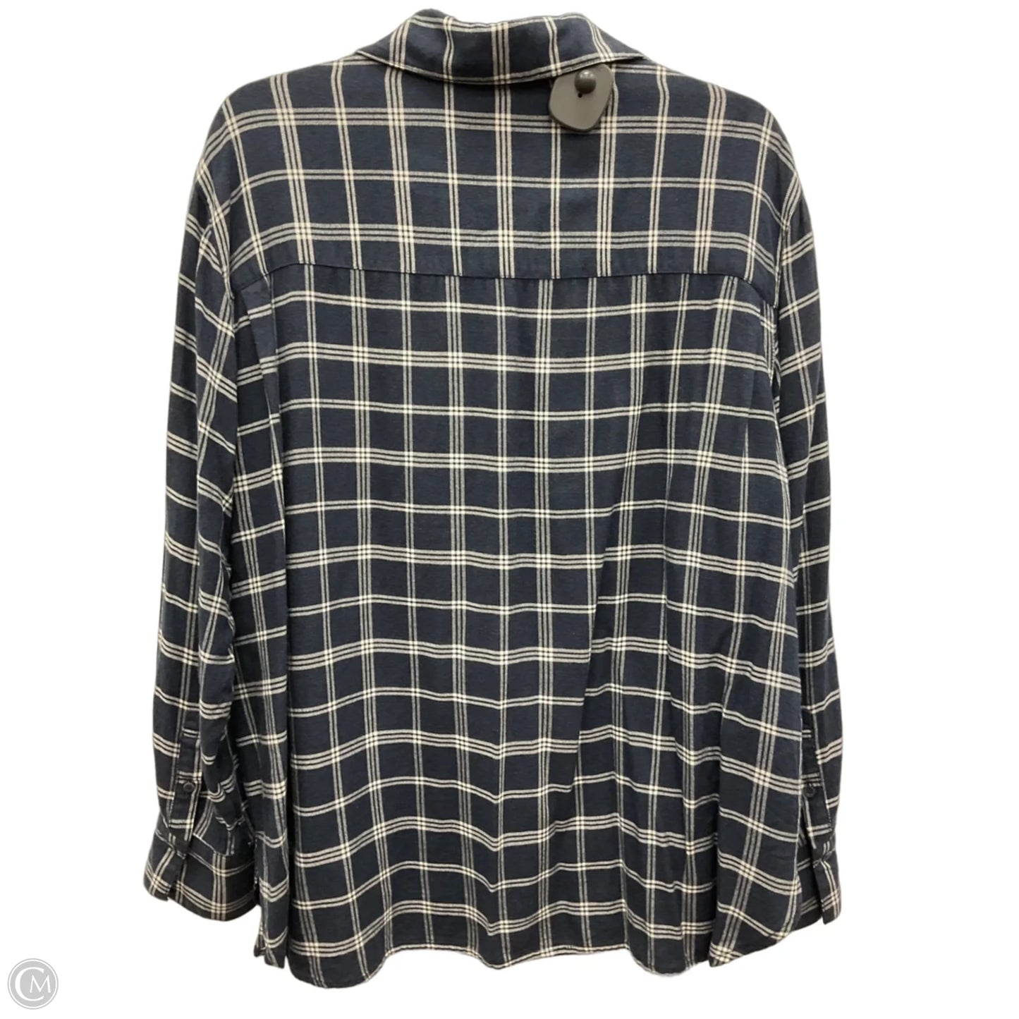 Blouse Long Sleeve By Treasure And Bond In Blue & White, Size: 1x