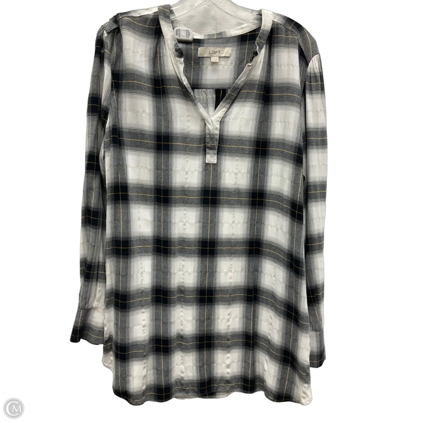 Top Long Sleeve By Loft In Black & White, Size: Xxl