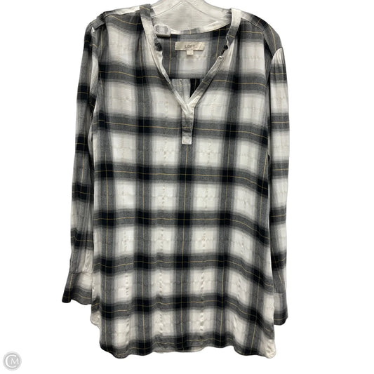 Top Long Sleeve By Loft In Black & White, Size: Xxl