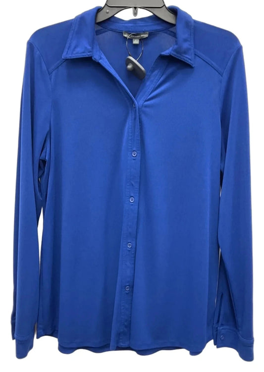 Blouse Long Sleeve By Adrianna Papell In Blue, Size: L