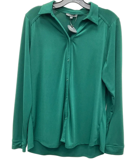 Blouse Long Sleeve By Adrianna Papell In Green, Size: L