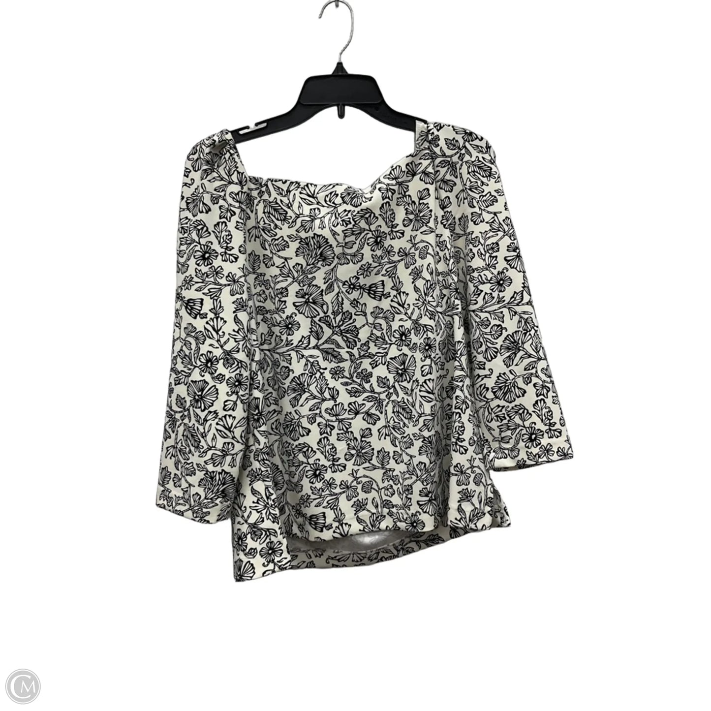 Top 3/4 Sleeve By Melloday In Black & White, Size: L