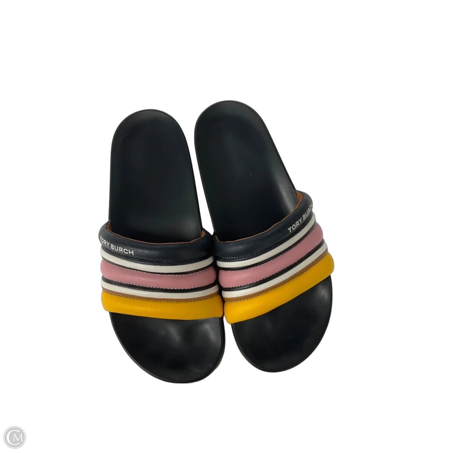 Sandals Designer By Tory Burch In Black & Yellow, Size: 9