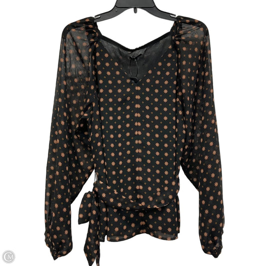 Top Long Sleeve By Ann Taylor In Black & Orange, Size: M