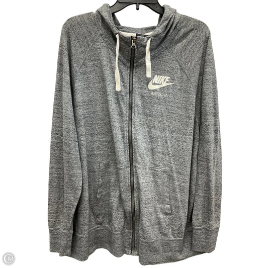 Athletic Jacket By Nike In Grey, Size: 3x