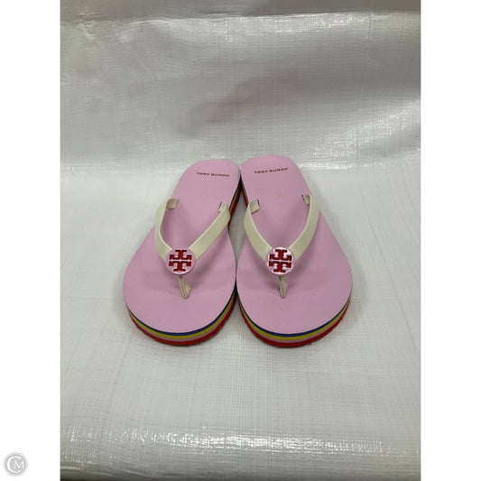 Sandals Designer By Tory Burch In Pink & Tan, Size: 8