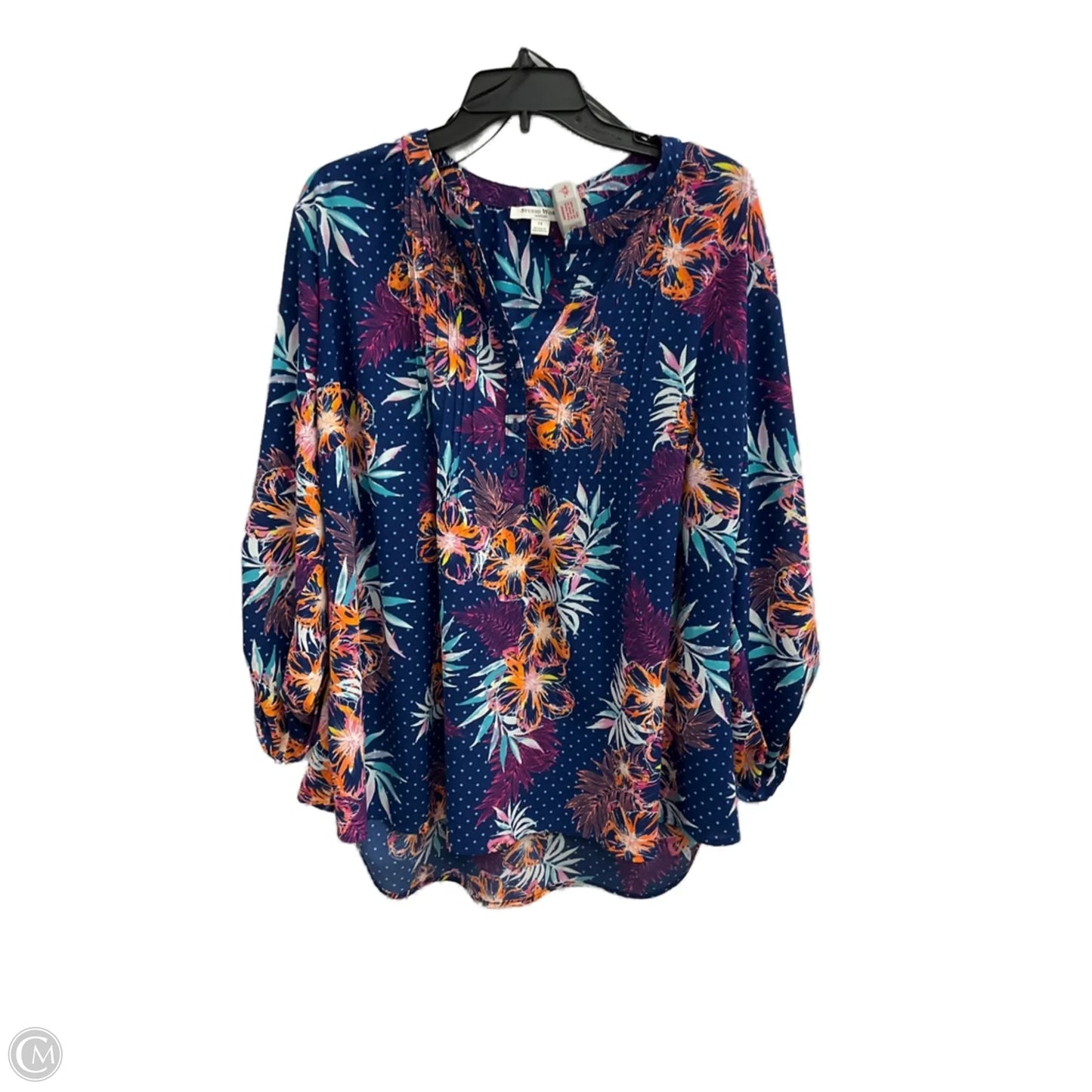 Top 3/4 Sleeve By Studio Works In Floral Print, Size: 3x