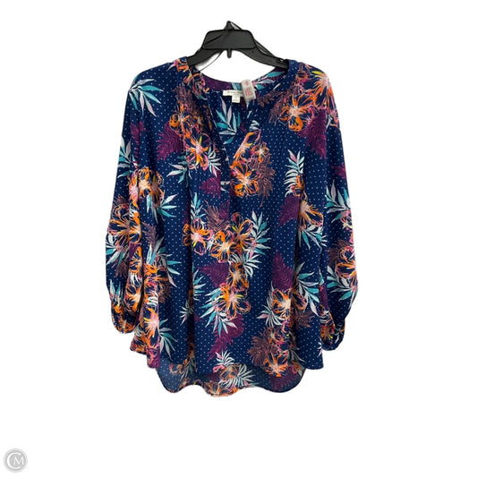 Top 3/4 Sleeve By Studio Works In Floral Print, Size: 3x